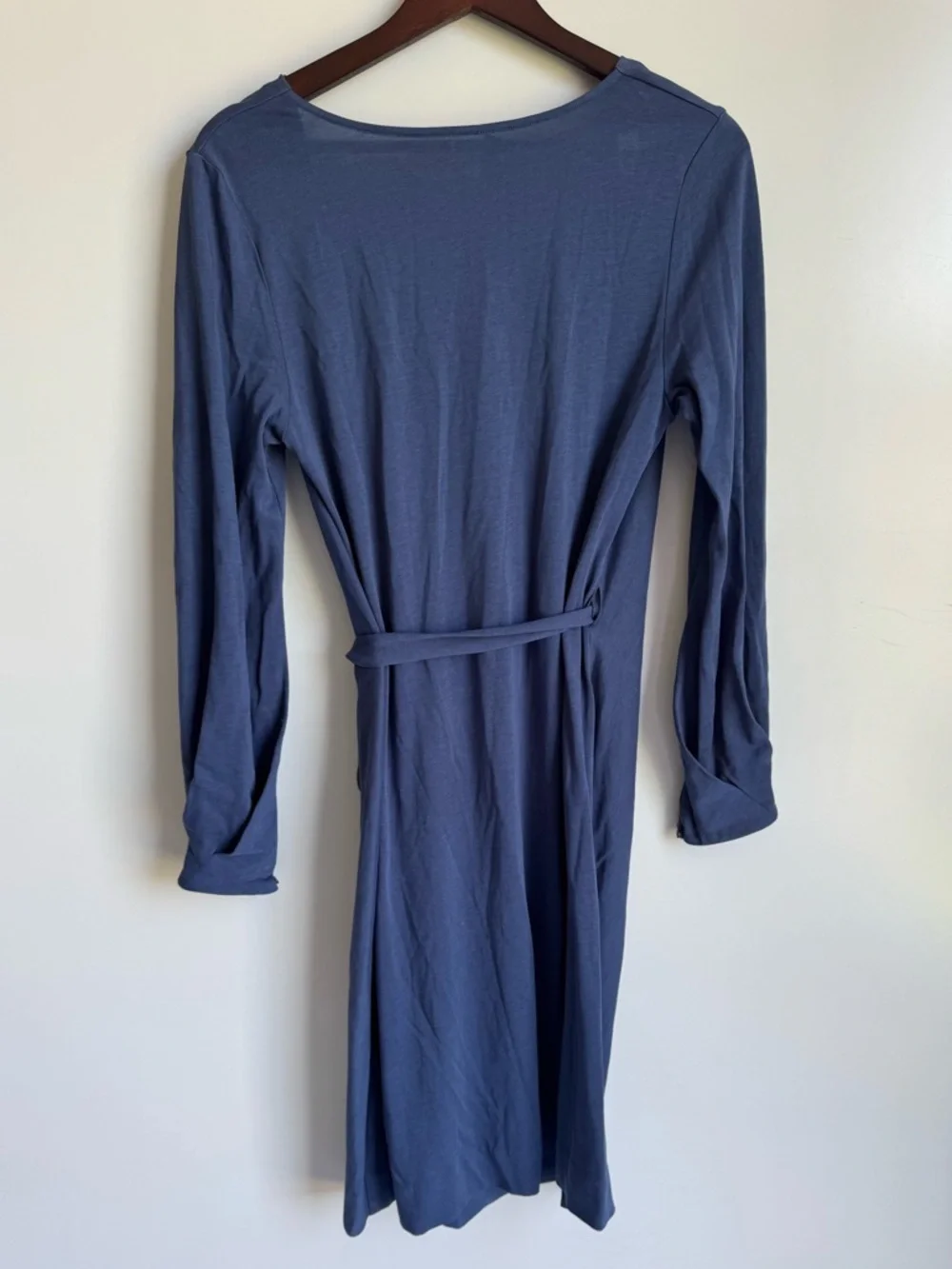 Sundance Blue Always Right Faux Wrap Knit Dress Women Medium Petite Modal Soft‎